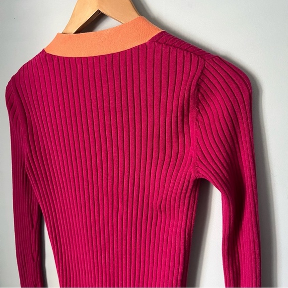 Old Navy Pink & Orange Ribbed Metal Button Cardigan Sweater Size Small - Picture 15 of 16